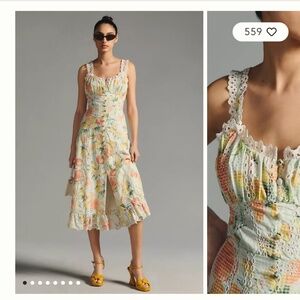 By Anthropologie Ruffled Eyelet Dress